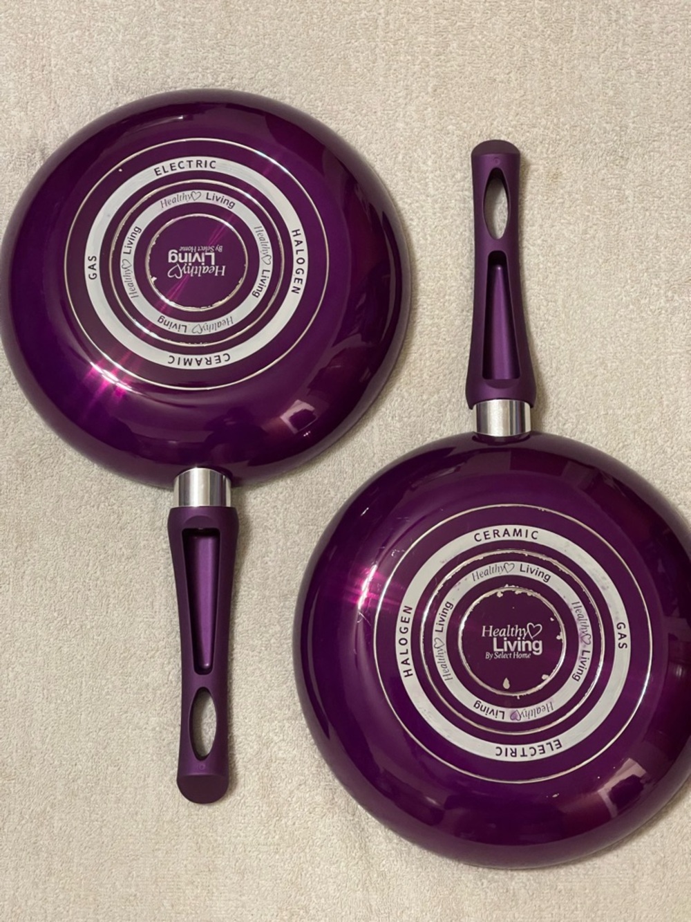Healthy Living Ceramic Frying Pans (Set of 2) - Purple - Picture 2 of 4